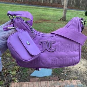 Juicy Couture Quilted Violet Tulle Handbag Crossbody Includes Change Purse